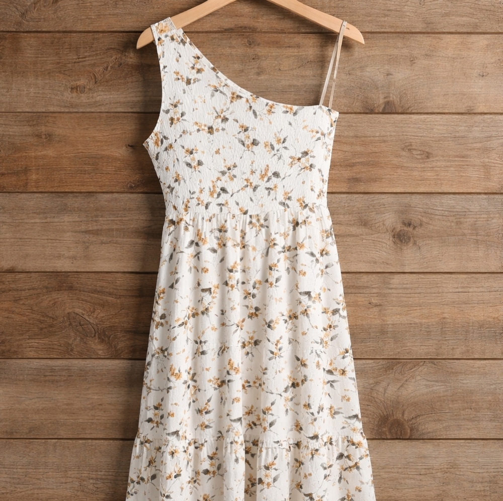 Hayden One-Shoulder Floral Midi Dress Size Small Boho Spring/Summer - Picture 3 of 12